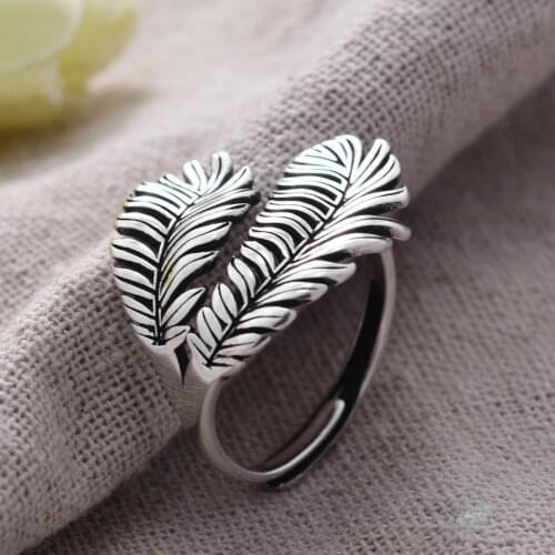 Hot Sell 925 Sterling Silver Elegant Feather Design Ladies Party Ring Wholesale Female Gift Never Fade