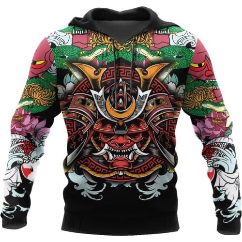 Japanese Samurai Tattoo 3D All Over Printed Hoodie For Man and Women Sweatshirt Zip Pullover Casual Jacket Tracksuit-80