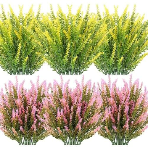 Artificial Lavender Flowers 12 Bundles Outdoor UV Resistant Fake Flowers No Fade Faux Plastic Plants Garden Porch