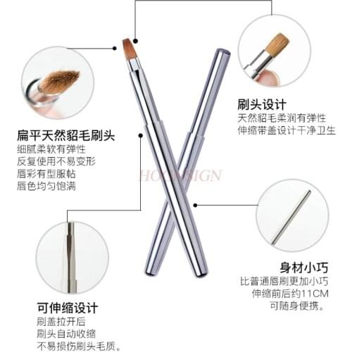 Lip Brush Retractable Portable Mane Flat Head Lip Pencil Lipstick Brush Lipstick Application Tool Beginner Sale