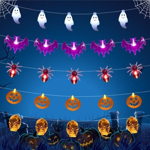 1.5/2 M Hot Halloween Decor LED String Lights Lantern Home Bar Party Garland Light Pumpkin Ghost Hanging Banner Happy Halloween