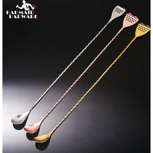 Stainless Steel Cocktail Bar Spoon 40cm Japanese Style Best Bartender Christmas Present Bar With Strainer Tail