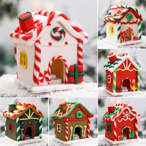Lovely Soft Pottery Christmas Color Cabin Ornaments Merry Christmas Decor For Home 2021 Xmas Navidad Noel Gifts New Year 2022