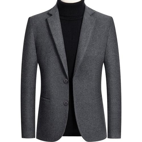Mens Blazer Suit Jacket Slim Fit Woolen Coat Suit Male Formal Thicken Coat Jacket Single Suit Men Trendy Business Jackets