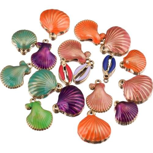 NEW 5pcs Lot Stainless Steel Small Shells Set Enamel Sea Shell Beach Designer Charms DIY Pendant Bracelet Jewelry Making Earring