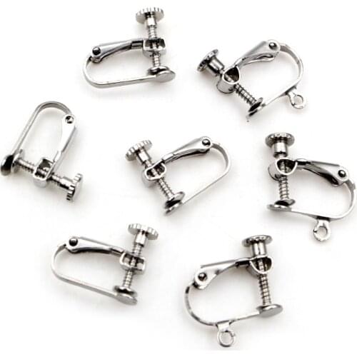 NO Fade 10pcs 15*13mm Stainless Steel Screw Ear Clip Earring Settings Rotate Pads Earring Findings For Jewelry Making Supplies