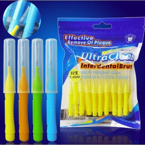 New 32 Pcs Push-Pull Interdental Brush 0.6mm Gum Dental Floss Orthodontic Wire Brush Toothbrush Oral Care Toothpick Teeth Brush