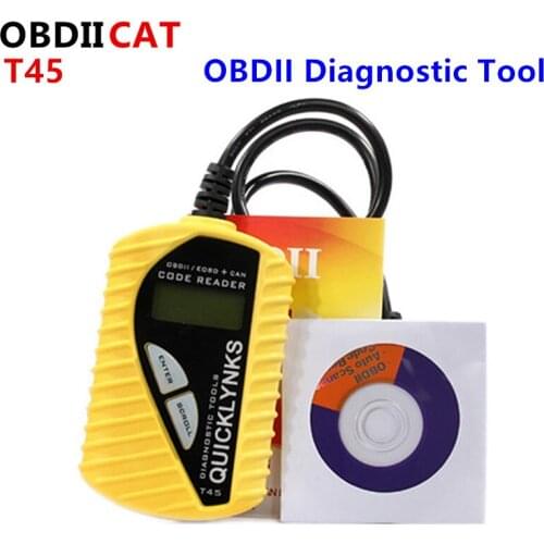OBDIICAT Code Reader T45 Leagend Quicklynks Support Multi-language CAN OBDII Scanner T45 Auto Diagnostic Tool