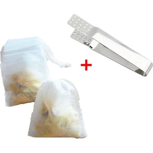 100/200Pcs Disposable Empty Tea Bags With String Heal Seal Filter Paper Loose Tea Leaves Bag With Clip Household Kitchen Teaware