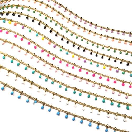 Wholesale Dripping Oil Handmade Copper Chain Beads Chains for Jewelry Handmade Making DIY Necklace Bracelet Accessories