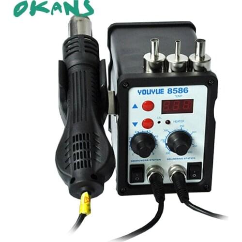 8586 2 in 1 ESD Soldering Station LED Digital Solder Iron Desoldering Station BGA Rework Solder Station Hot Air Gun Welder