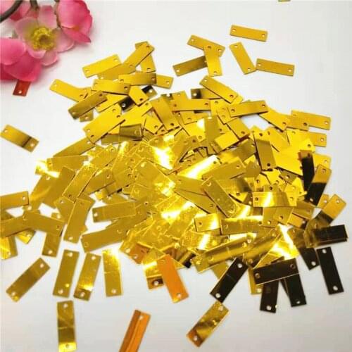 50g 6*19mm Rectangle Sequins Flat Paillettes 2 Side Holes Shoes Bags Garment Accessory DIY Crafts Golden Flakes Dark Gold