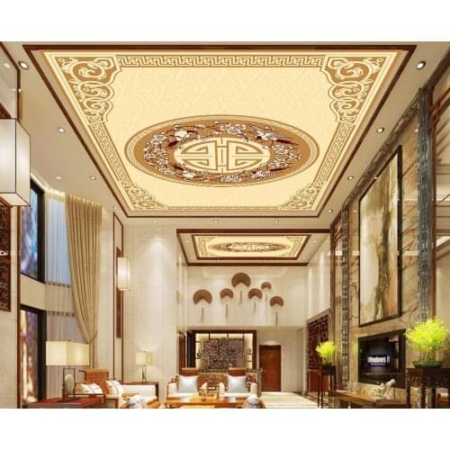 Chinese style ceilings 3D Wall Mural Wallpaper yellow Ceiling Murals Living Room Sofa Bedroom Backdrop Wallpaper Painting
