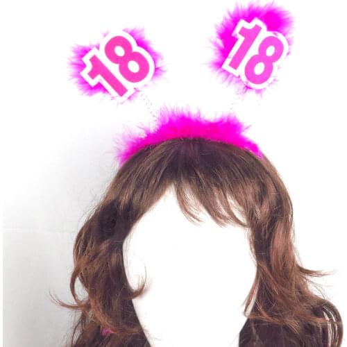 DIY Party decoration Lovely feather headband pink sparkling shinning fabric plastic hair clips fun gift for 21 30 40 50 birthday