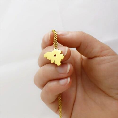 Simple new Belgian country map necklace pendant stainless steel jewelry gifts for friends