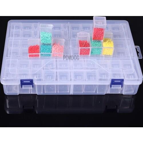 48/56/64/68 Lattice 5D Transparent Plastic Box Diamond Painting Tool Accessories Jewelry Bead Storage Container