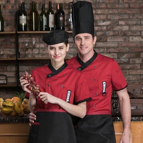 Restaurant Chef Kitchen Work Uniforms Short Sleeve Bakery Cafe Food Service Jackets Women Men Breathable Chef Jacket Tops