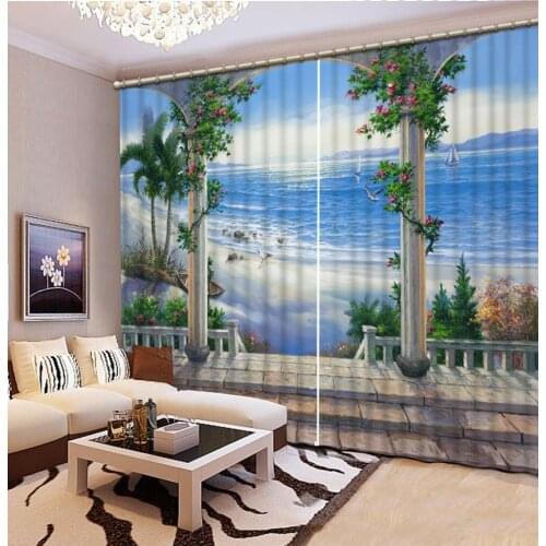 Chinese landscape 3D Window Curtains Luxury Blackout For Living Room office Bedroom decorate Drapes cortinas Rideaux pillowcase