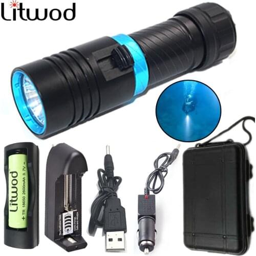 Litwod Z30 D68 5000LM XML L2 Dive 80 Meter LED Flashlight Torch Lamp Light For Diving Camping underwater working Run time 20 h