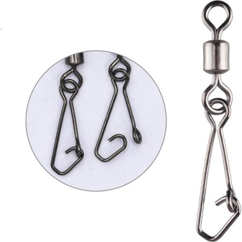 TIANNSII 30pcs Stainless Steel Fishing Connector Rolling Swivels with Snap Fishing Swivel Rolling River Ocean Tackle Accessories