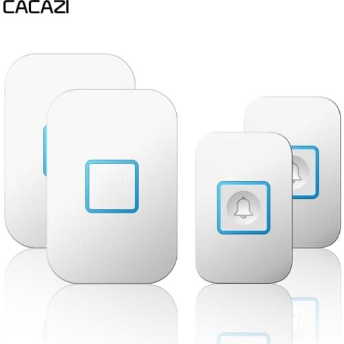 CACAZI Intelligent Wireless Waterproof Doorbell 300M Remote LED Light 2 Button 2 Receiver US EU UK Plug Home Calling Bell Chime