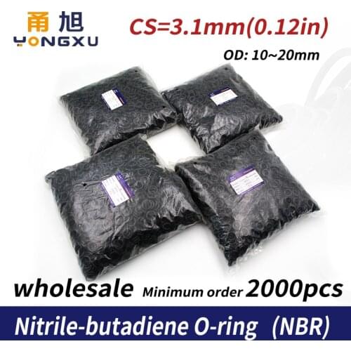 3.1mm Thickness 2000PCS/bag Rubber Ring NBR Sealing O-Ring OD10/11/12/13/14/15/16/17/18/19/20mm O Ring Seal Gasket Rings Washer