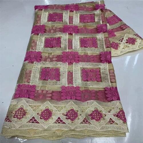 Nigerian Mesh Tulle Lace Fabric High Quality Stones Lace Fabrics French African Net Lace for Wedding Dress 2L13-23