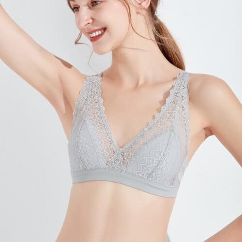 Womens 100% Real Silk Lining with lace outside everyday Comfortable Wireless Bra Bralette 2009