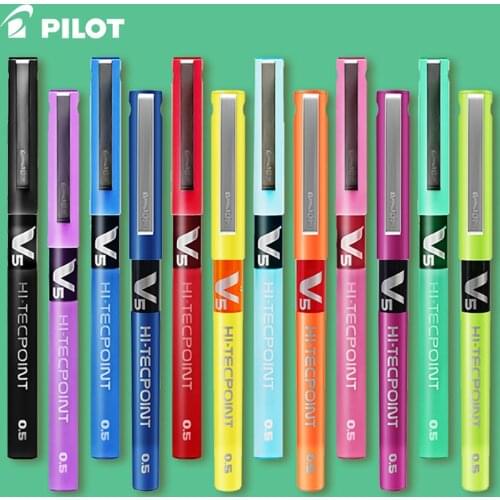 1pcs PILOT V5 Gel Pen Color Full Needle Tube Straight Liquid Roller Ball Pen BX-V5 Water-based 0.5mm Smooth Smooth Large Capacit