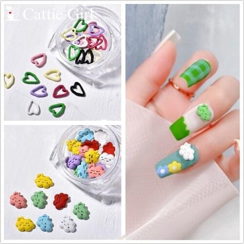 3D Candy Color Heart Clouds Colorful Nail Studs Japanese Manicure Nail Smile Decoration Nail Art Nail Salon