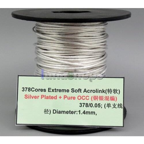 5m Pure Silver Plated OCC Signal AFT Audio Power Custom DIY Cable 378*0.05mm Dia:1.4mm LN005639