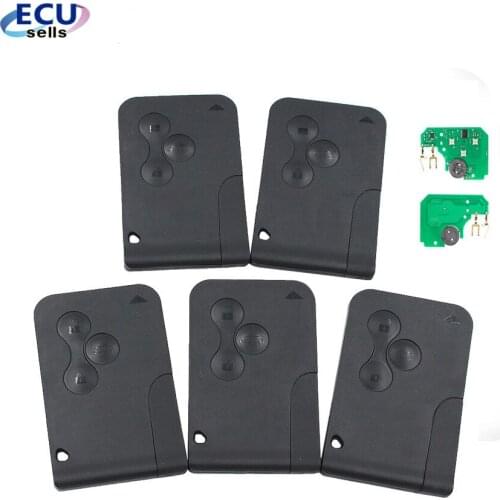 5PCS*New for Megane Scenic Smart Card 3 Button with Key Blade 434Mhz ID46 Chip Remote Key Fob for 2003-2008 Year Cars With logo