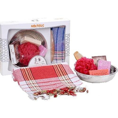 7 Pıeces Baths Set Towel Peshtemal Loincloth Bath cup bath glove pumice stone soap spa sauna turkıs unisex gift ottoman