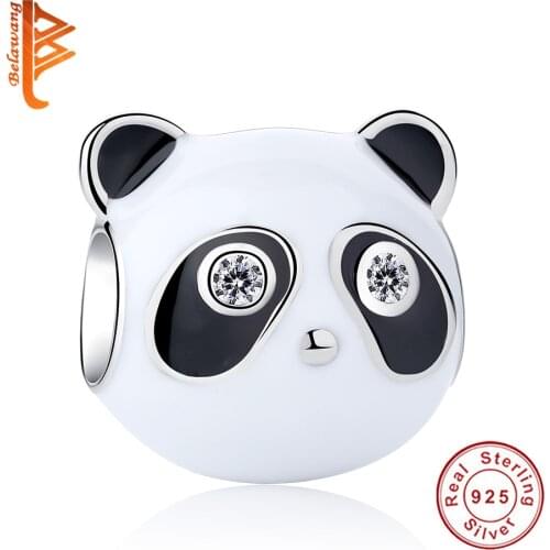 925 Sterling Silver Cute Panda Animals Beads fit Original BW Charms Bracelets Diy Enamel Beads Jewelry Making