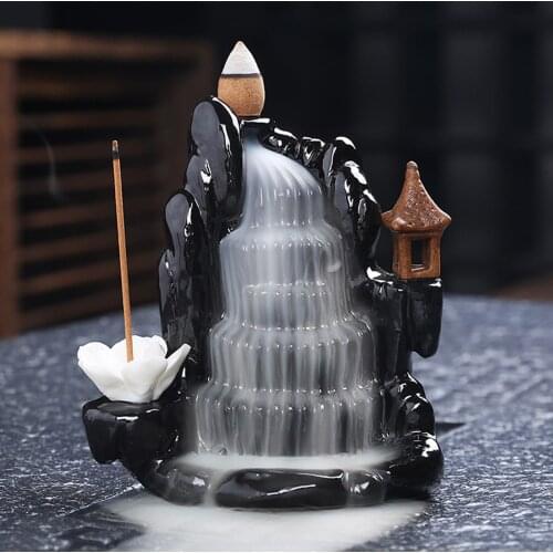 Backflow Incense Burner Backflow Incense Holder Smoke Waterfall Reflux Ceramic Incense Burner For Yoga Meditation Buddhist Suppl