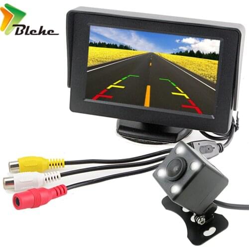 Blchc 2in1 TFT LCD 2 Video 4.3 Inch Car Parking HD Screen Monitor with Rear View Camera Glass Lens+ 6/10M RCA Video Cable