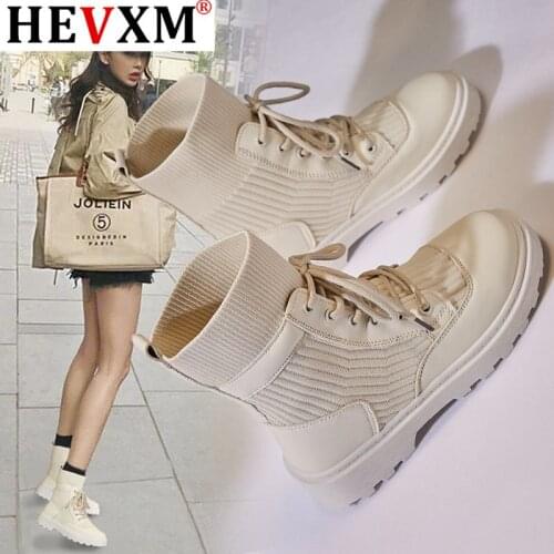 Ankle Boots 2020 New Low Heel Short Boots For Women British Style Handsome Socks Boots