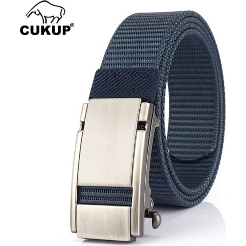 CUKUP 2020 Unique Design Sliver Blank Buckles Metal Mens High Quality Nylon & Canvas Belts Men Accessories 3.5cm Width CBCK263