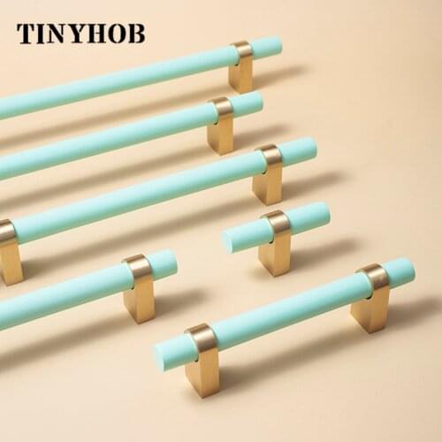 Wooden Knob and Handle White/Pink/Grey/Blue handles Gold Metal Nordic drawer pull Cabinet door knobs brass Furniture Hardware