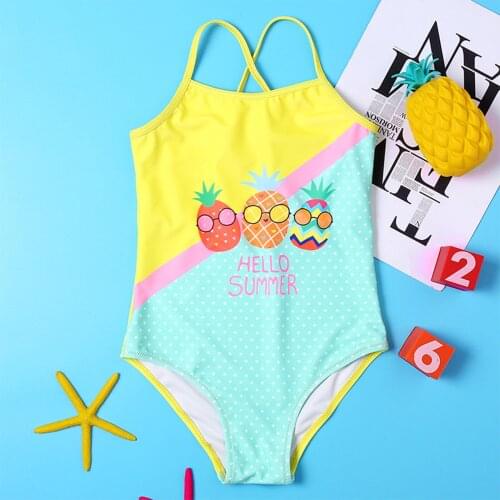 Kids Swimwear For Girls Funny Cartoon Fruit Pineapple Print One Piece Bathing Suit Swimwear Swimsuit Beach Swimsuit Bimba