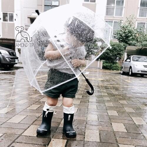 INS childrens umbrella windproof and rainproof practical umbrella baby transparent umbrella color dot umbrella New