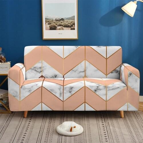 3D Print Square Ripple Marble Pattern Elastic Couch Cover Sofa Custom Sofa Protector Living Room Home Decor 1/2/3/4-seater