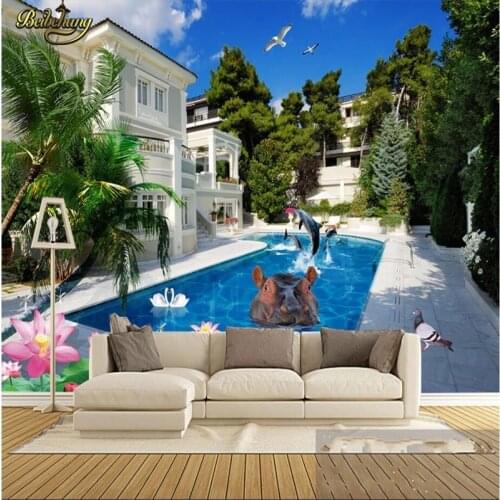 Beibehang Custom photo 3d wallpaper murals stickers villa pool beautiful location TV wall decoration painting papel de parede