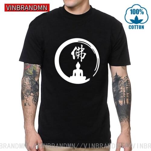 Enso Zen Circle of Enlightenment T shirt men Meditation Chinese Character Buddha T-shirt camiseta Buddhism Japan style tee shirt