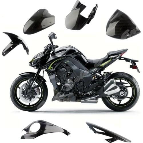 Pre-Preg 3K Twill Real Carbon Glossy Front Fender Rear Hugger Windscreen Tank Chain Cover For Kawasaki Z1000 2014 2015 2016 2017
