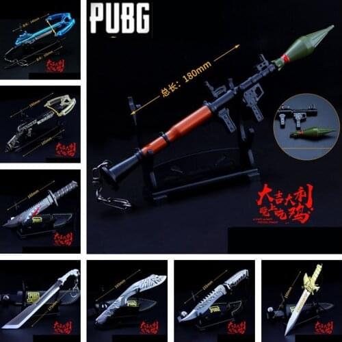 Hot Game PUBG Playerunknowns Battlegrounds New RPG Shark Dagger Leopard Cross Cosplay Props Gun Keychain Toy 6Pcs/Set Wholesale