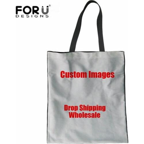 FORUDESIGNS Customized Images or Logos Shopping Bags Eco-friendly Large Linen Storage Bags Casual Canvas Handbags Drop Shipping