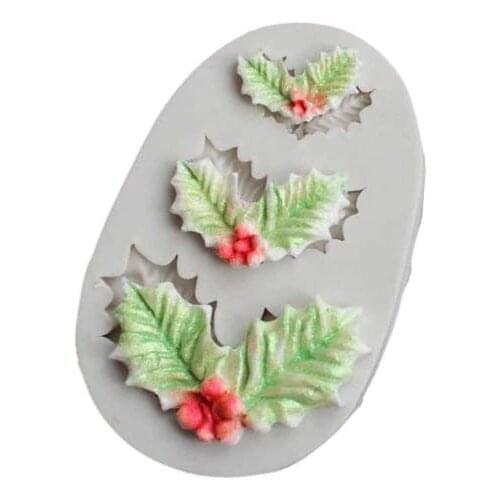 Christmas Rose Leaf Food Grade Silicone Mould Cake Cookie Decorating Tools DIY 3D Leaves Silicone Fondant Mold Soap Mold