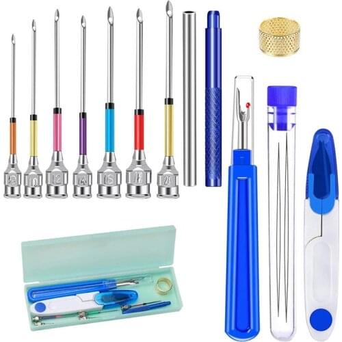KAOBUY 15PCS Embroidery Punch Needles Embroidery Stitching Punch Needle Poking Cross Stitch Seam Ripper Scissors