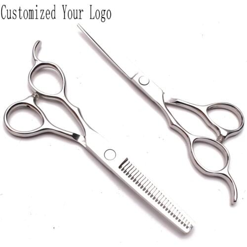 Left-Hand 5.5" 6" 7" Shiny Stainless Customized Logo Dogs Grooming Scissors Straight Scissors Thinning Shears Pet Scissors C8000